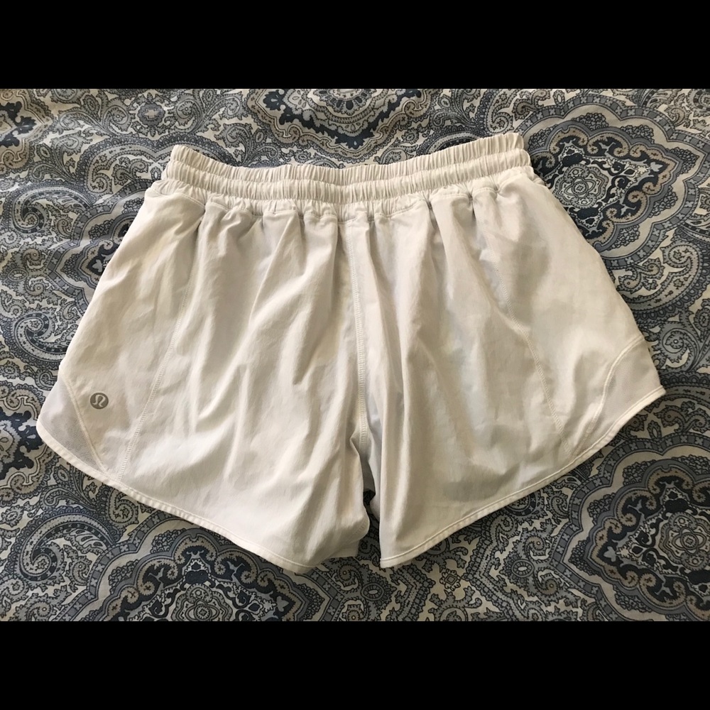 Lululemon white running shorts
